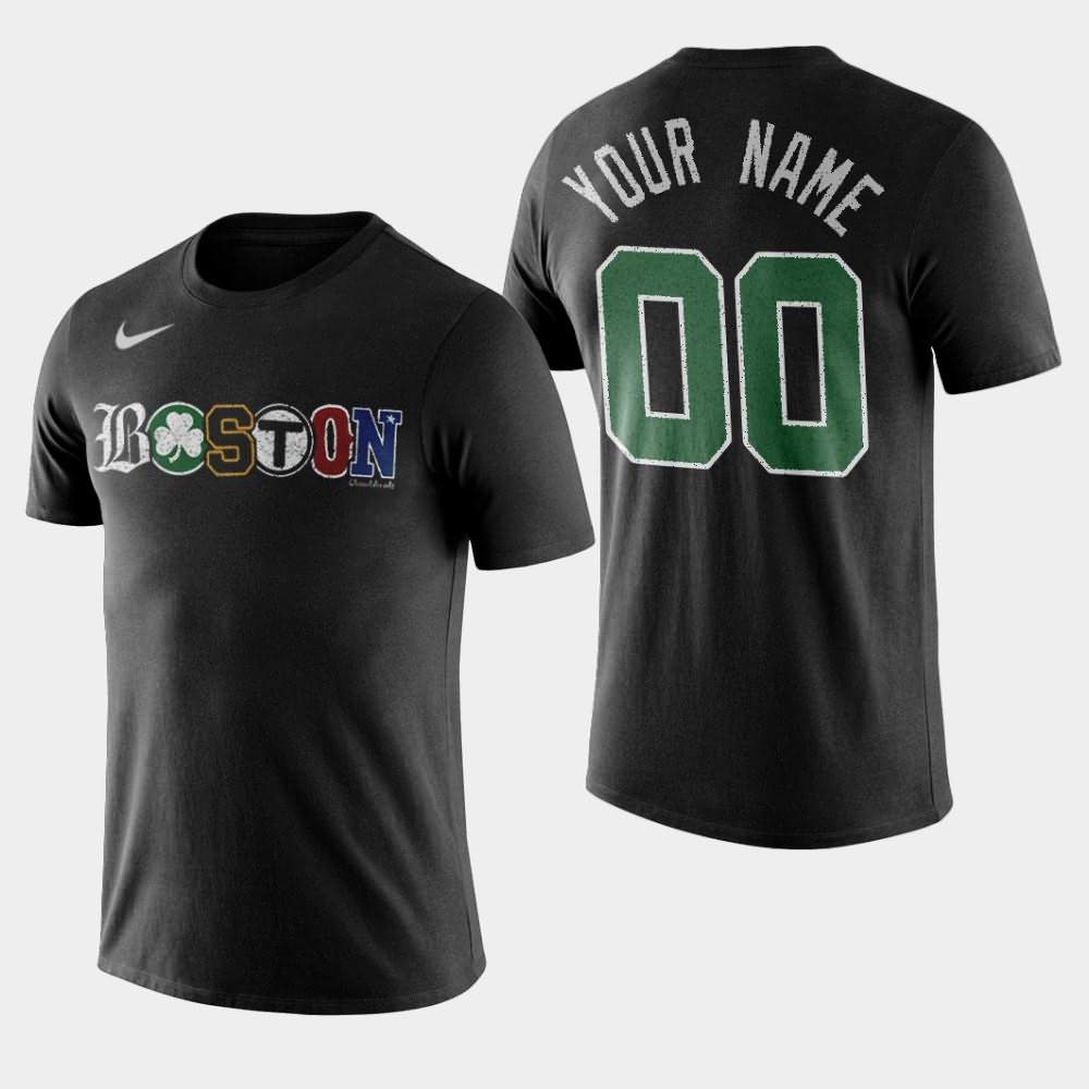 Men's Boston Celtics #00 Custom Black Lightweight Townie Pride T-Shirt AJC71E5Y