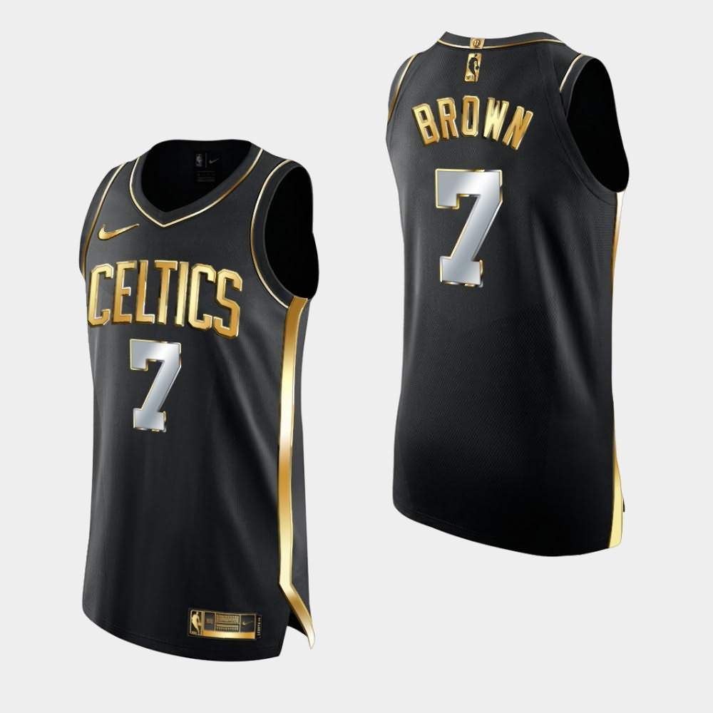 Men's Boston Celtics 7 Jaylen Brown Black Limited Edition Authentic