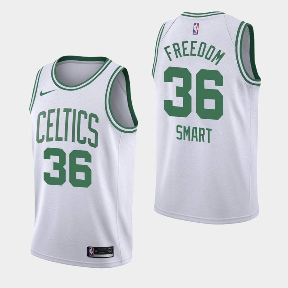 Men's Boston Celtics #36 Marcus Smart White Association Freedom Orlando Return Jersey YRW13E6C