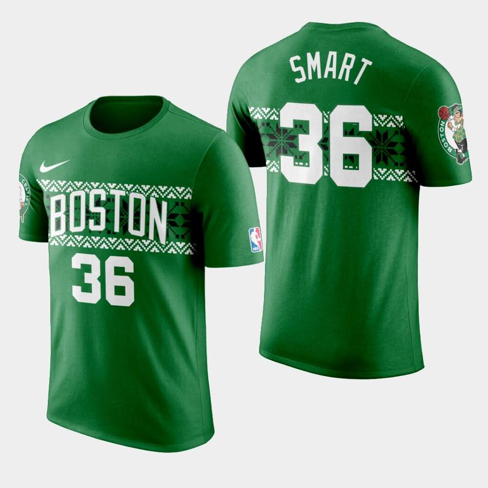 Men's Boston Celtics #36 Marcus Smart Kelly Green Ugly Christmas T ...