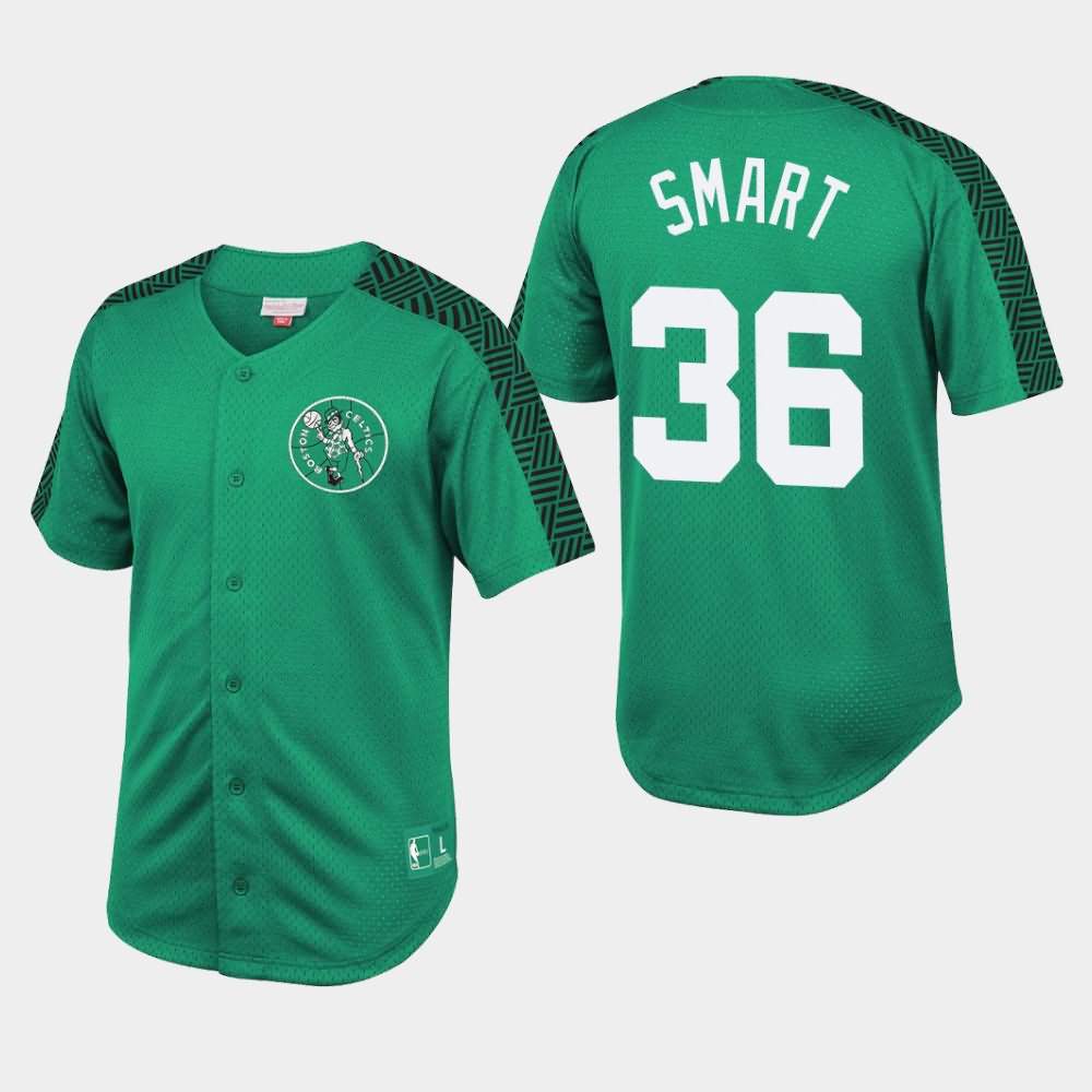 Men's Boston Celtics #36 Marcus Smart Kelly Green Mesh Button Front Winning T-Shirt WLY70E2J