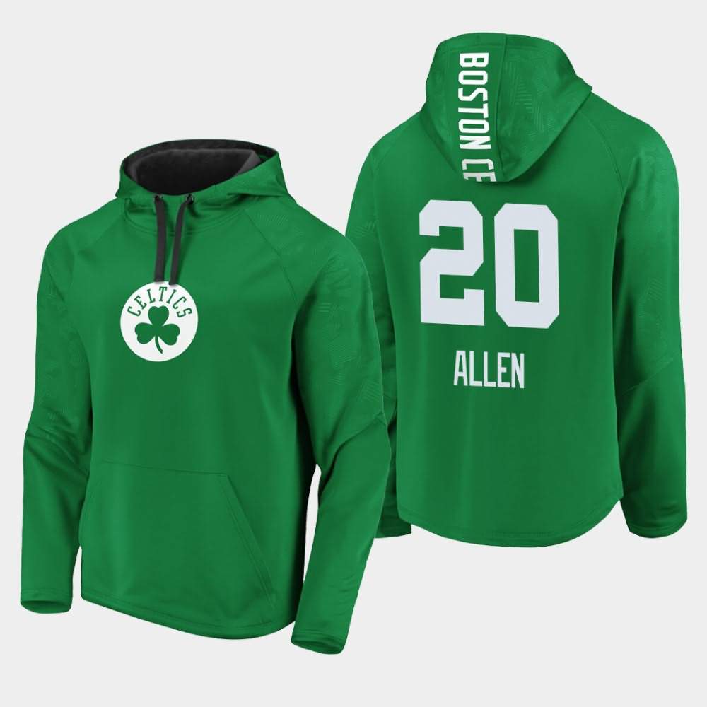 Men's Boston Celtics #20 Ray Allen Kelly Green Defender Performance Primary Logo Iconic Hoodie MBY65E8C