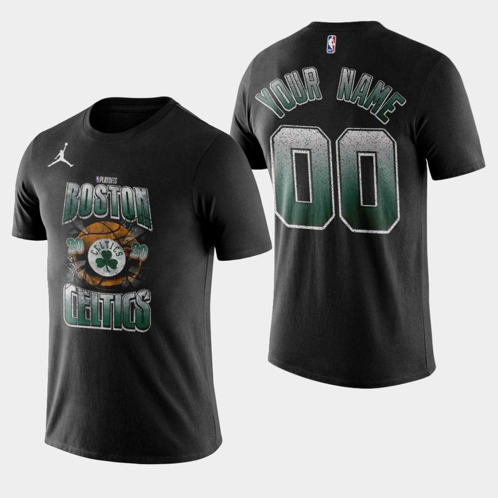 Men's Boston Celtics #00 Custom Black Hype 2020 NBA Playoffs Bound T-Shirt LFM45E5O