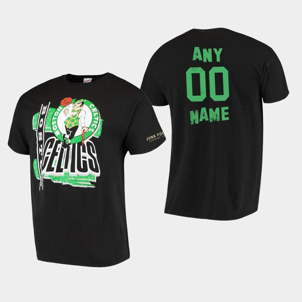 Men's Boston Celtics #00 Custom Black Hometown Junk Food T-Shirt AMD36E6A