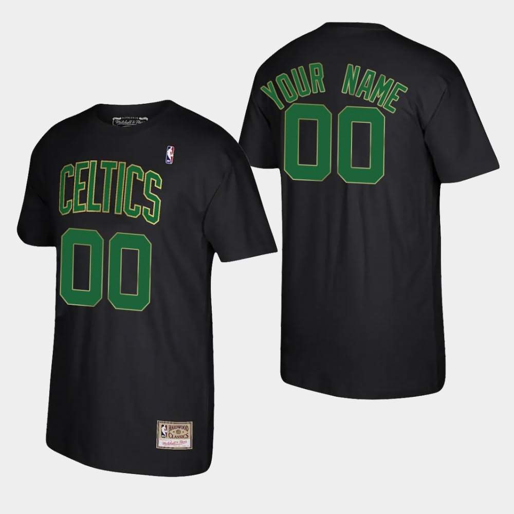 Men's Boston Celtics #00 Custom Black Hardwood Classics Reload T-Shirt MZG76E2J