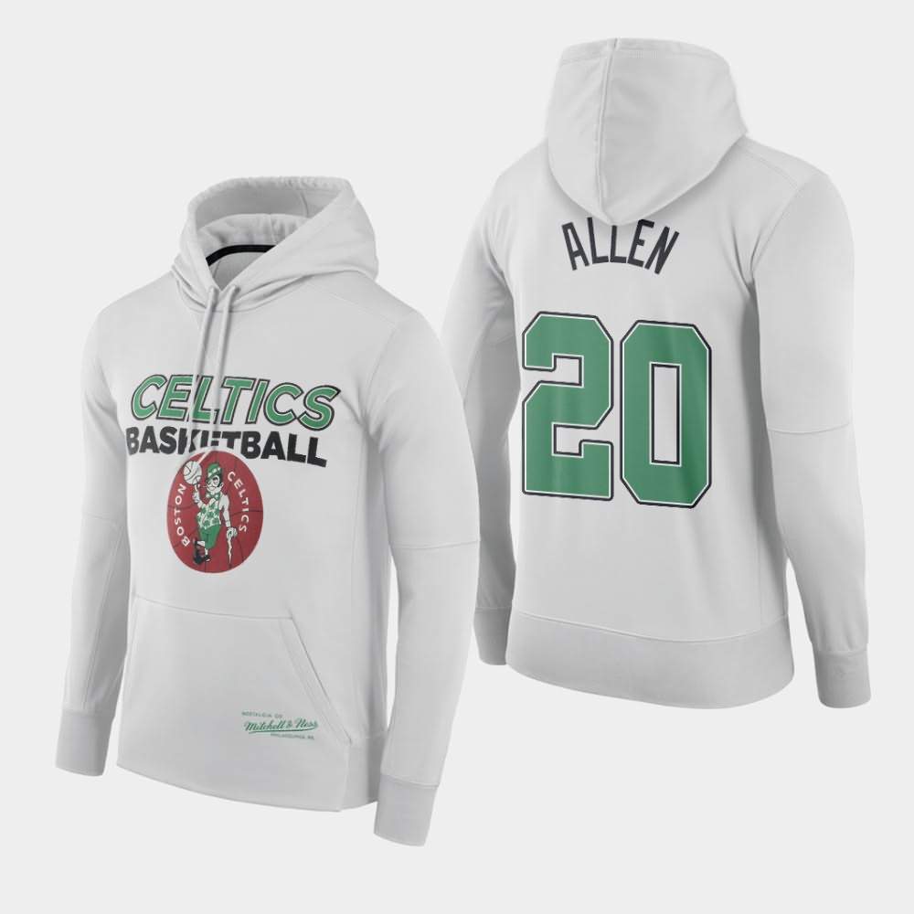 Men's Boston Celtics #20 Ray Allen White Throwback Logo Hoodie QWL46E8P