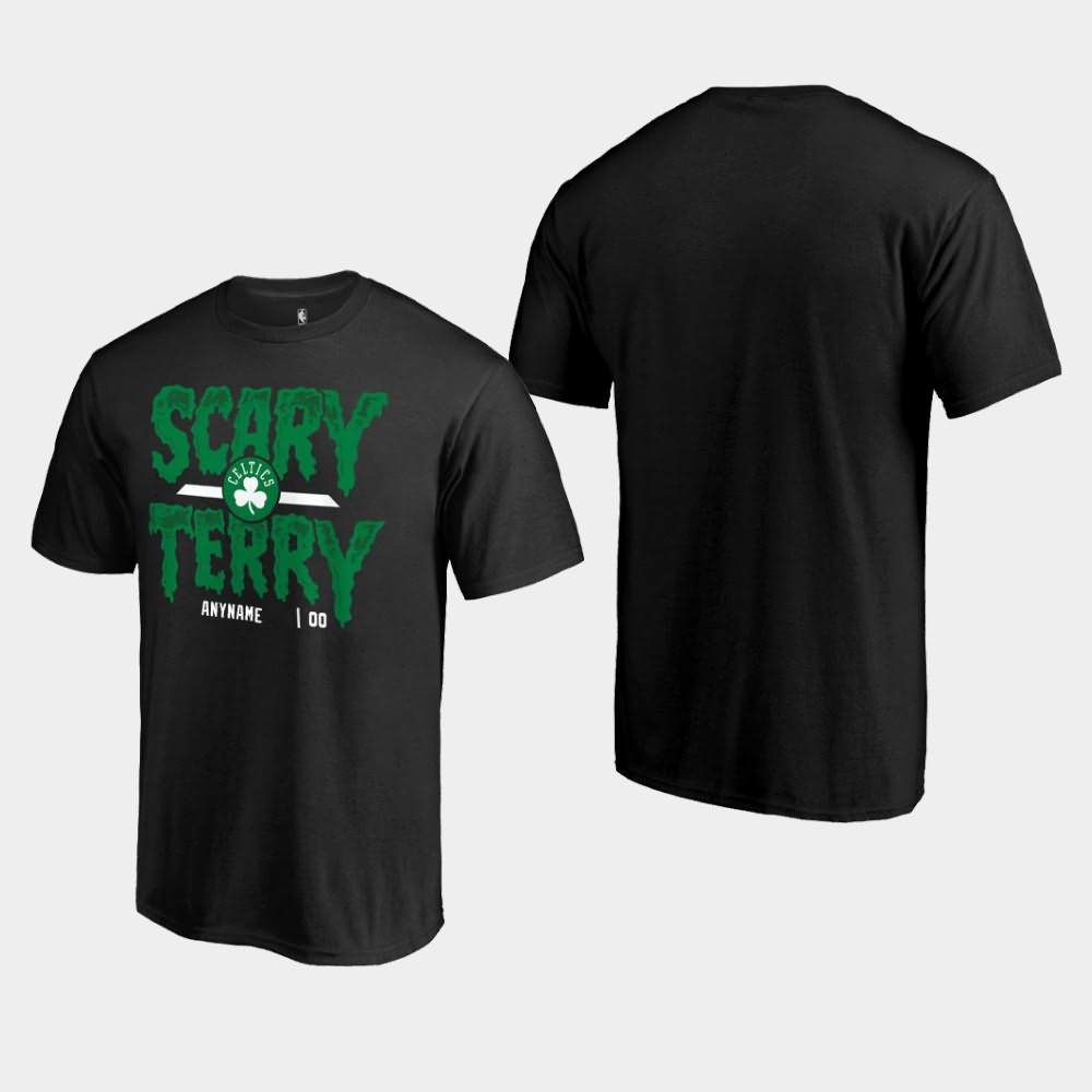 Men's Boston Celtics #00 Custom Black Scary Terry T-Shirt RQA18E3D