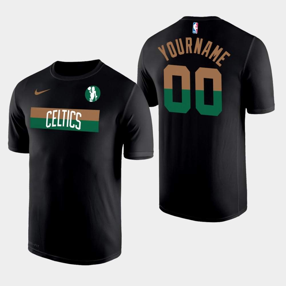 Men's Boston Celtics #00 Custom Black Legend Performance Wordmark Logo T-Shirt DQL47E0J