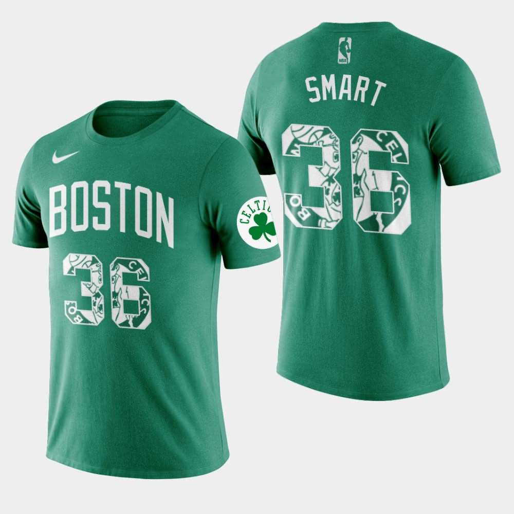 Men's Boston Celtics #36 Marcus Smart Green Name & Number T-Shirt XRT80E0P