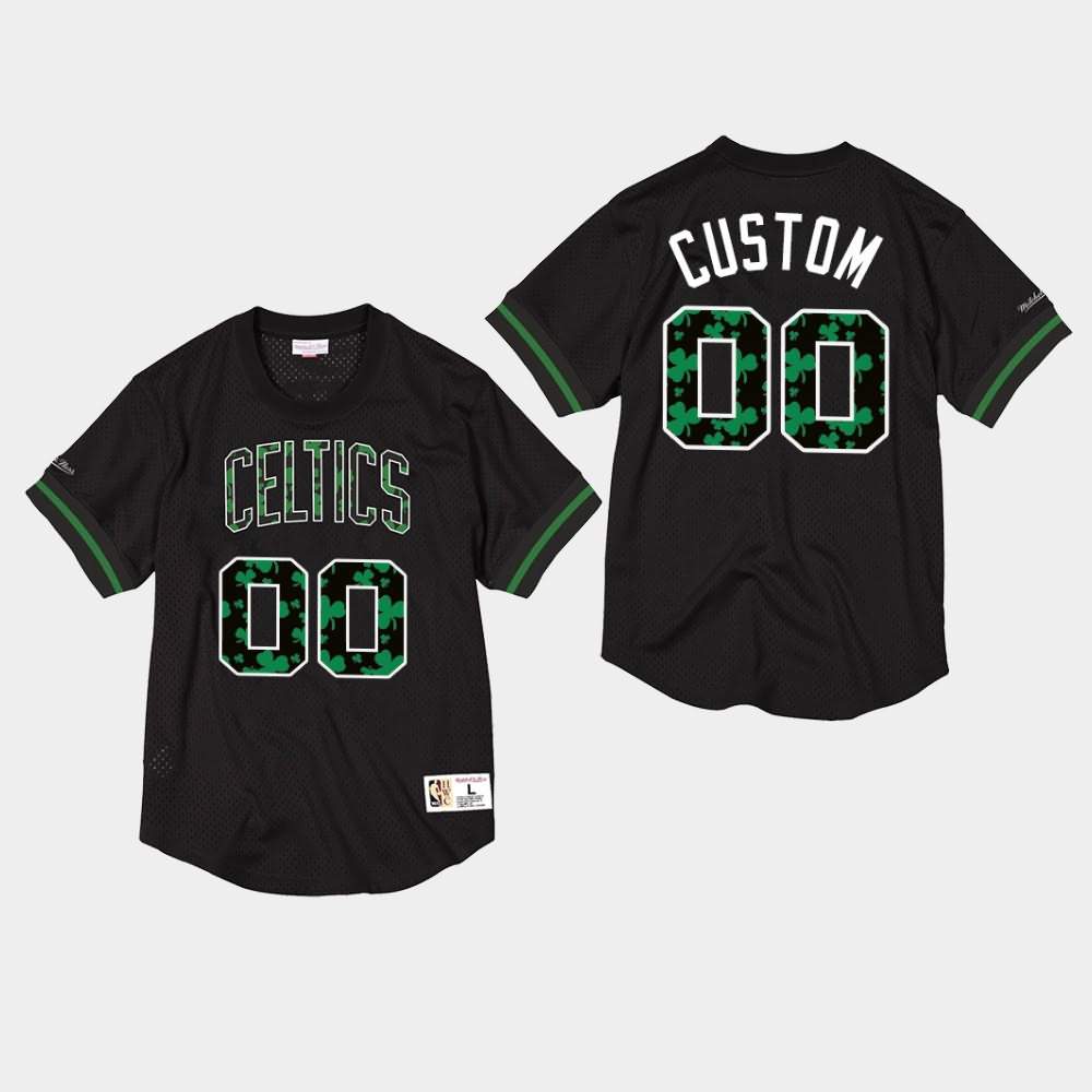 Men's Boston Celtics #00 Custom Black Mesh Crewneck Hardwood Classics T-Shirt WNJ21E1W
