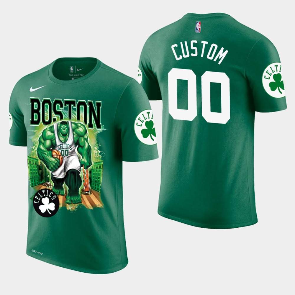 Men's Boston Celtics #00 Custom Green Marvel Hulk Smash T-Shirt DDV46E8N