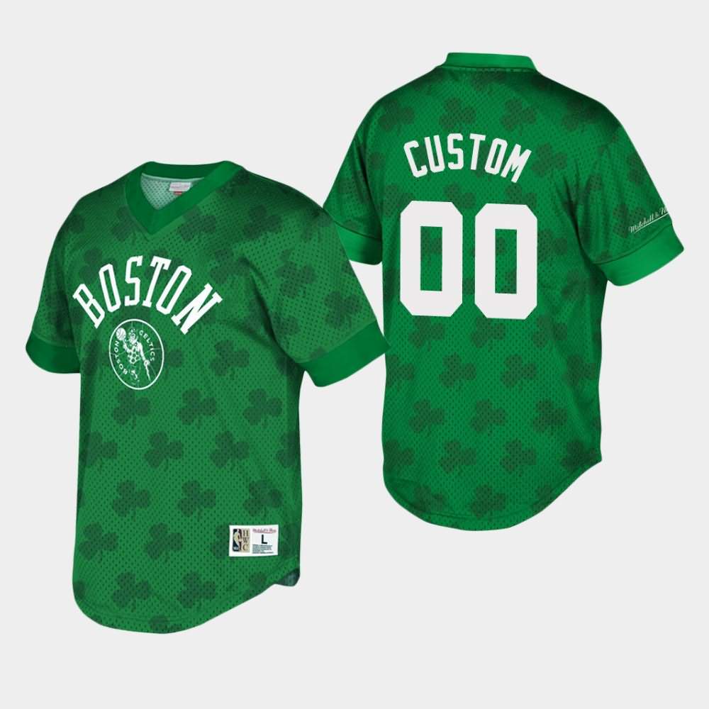 Men's Boston Celtics #00 Custom Green Mesh Shooting St. Patrick's Day T-Shirt TWM02E0N