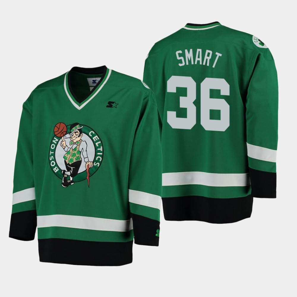 Men's Boston Celtics 36 Marcus Smart Green Hockey Jersey NQL86E6D