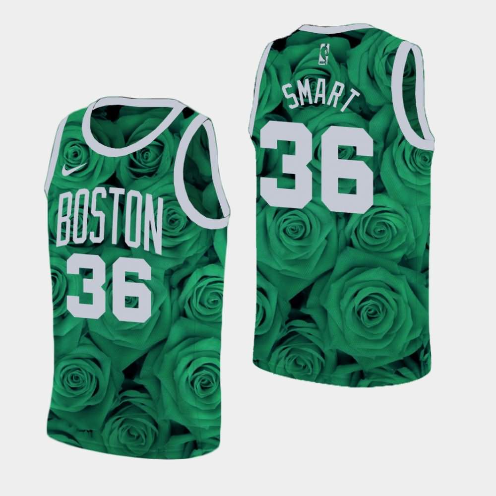Men's Boston Celtics #36 Marcus Smart Green National Flower Rose Jersey KCC15E5I