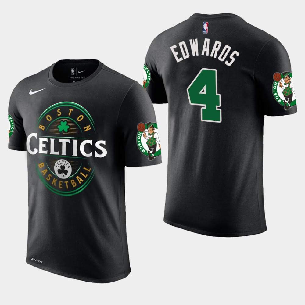 Men's Boston Celtics #4 Carsen Edwards Black Forever Lucky T-Shirt EBS46E2M