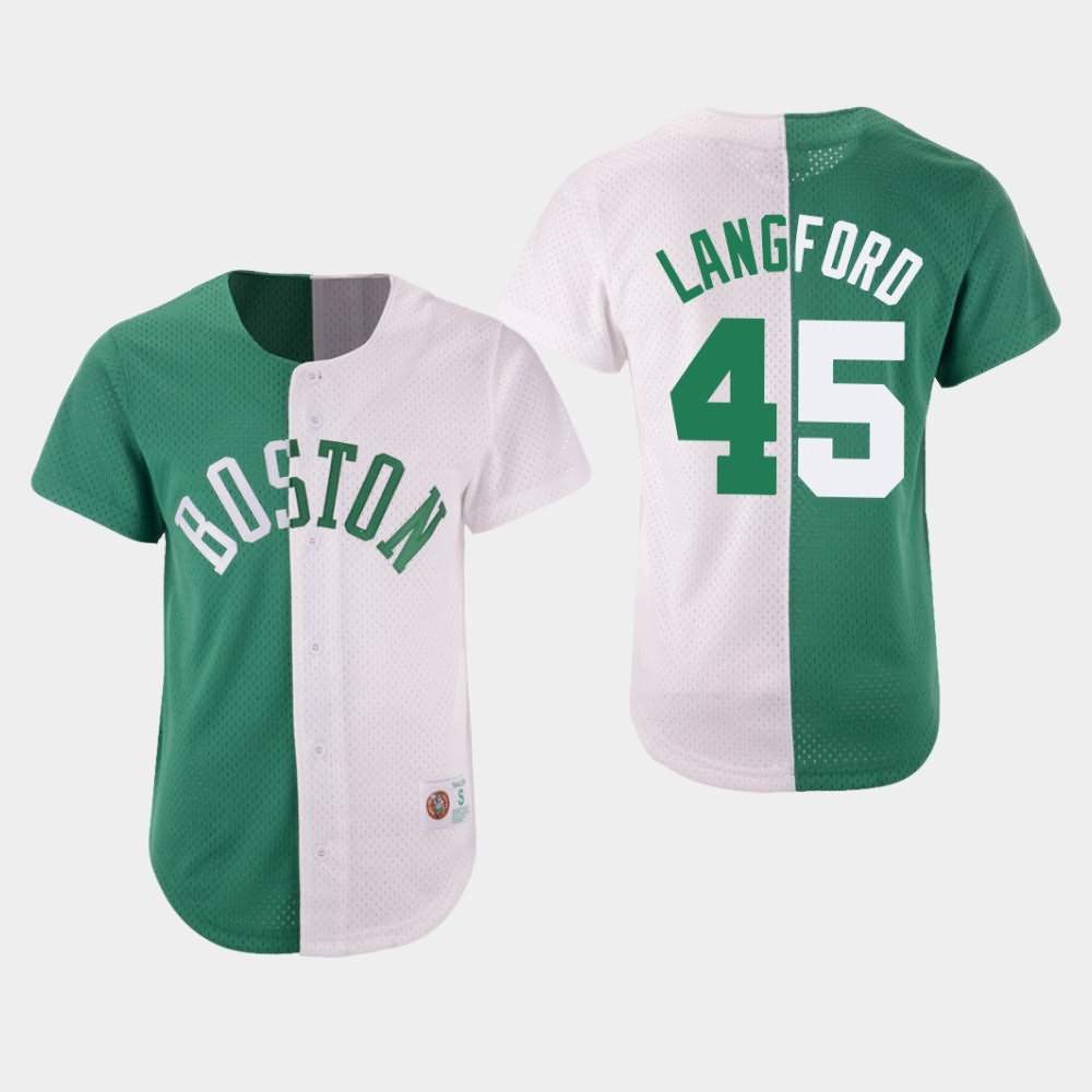 Men's Boston Celtics #45 Romeo Langford Green White Fashion Split Mesh Button Jersey WSP10E3G