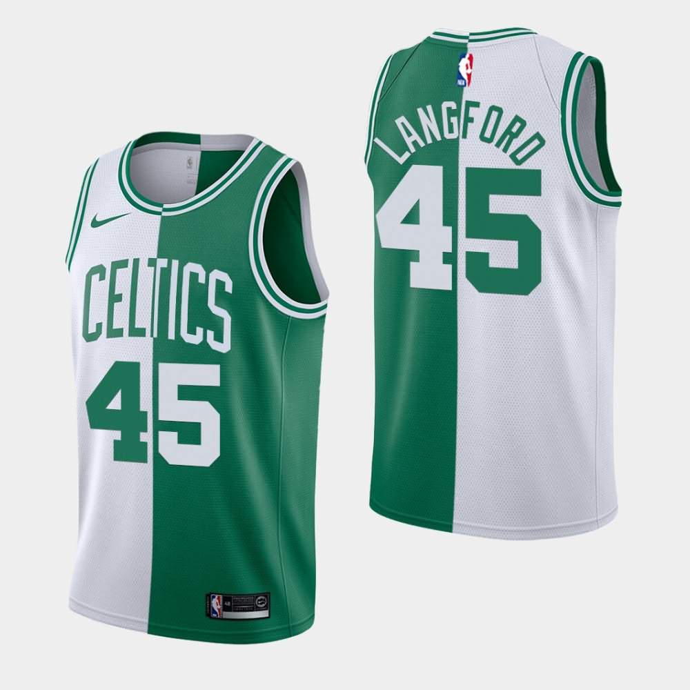 Men's Boston Celtics #45 Romeo Langford White Green Split Jersey TFN57E4Y