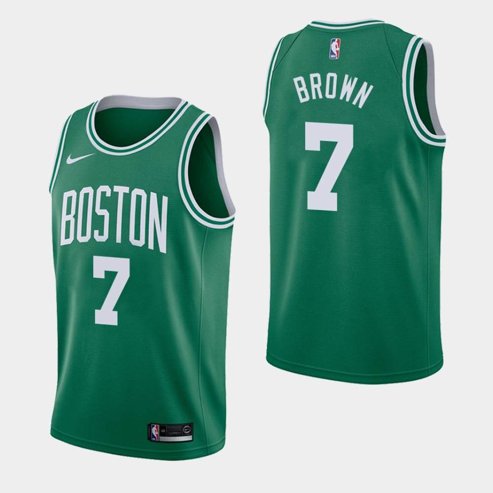 Men's Boston Celtics #7 Jaylen Brown Green Mesh Button Front Pure ...