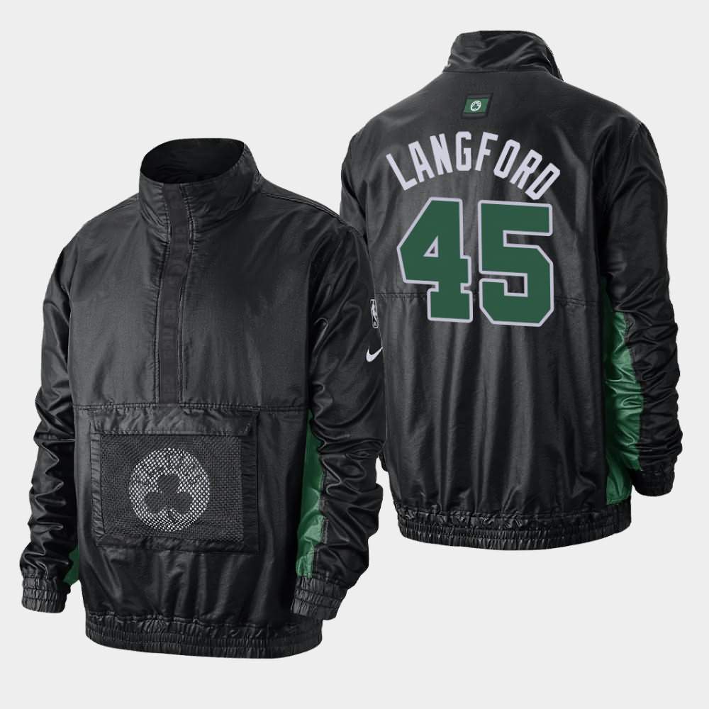Men's Boston Celtics #45 Romeo Langford Black Lightweight Courtside Jacket KWL62E4D