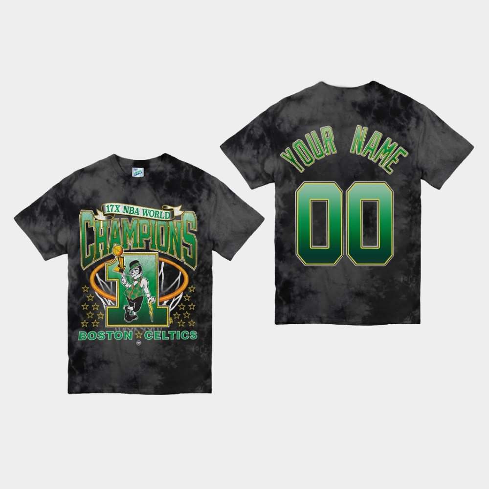 Men's Boston Celtics #00 Custom Black NBA Vintage Tubular Playoff Edition Streaker T-Shirt XKQ11E4L