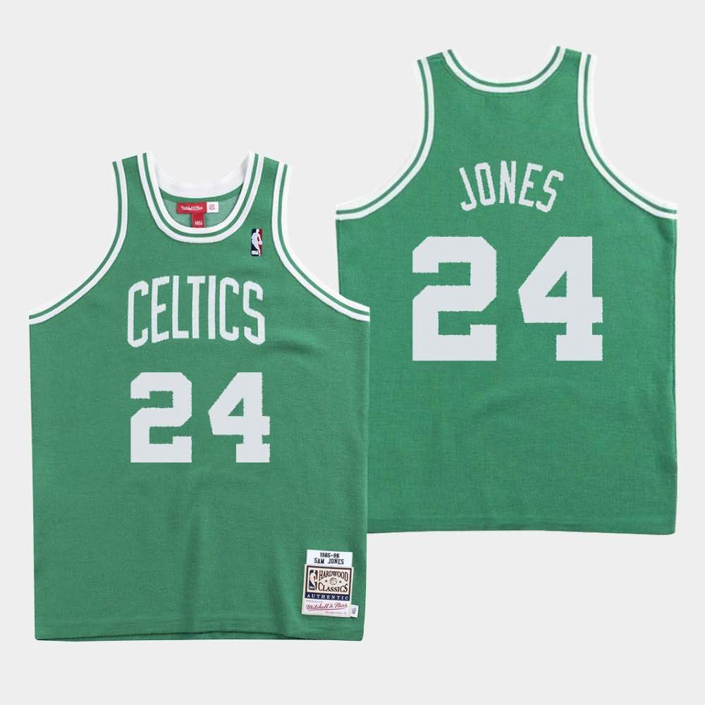 Men's Boston Celtics #24 Sam Jones Green Knit - Clot X Mitchell & Ness ...