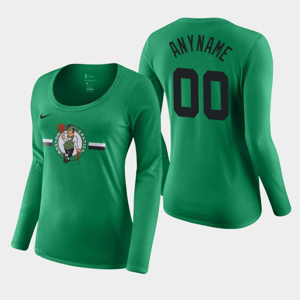 Women's Boston Celtics #00 Custom Kelly Green Performance Long Sleeve Essential Logo T-Shirt VNQ33E5C