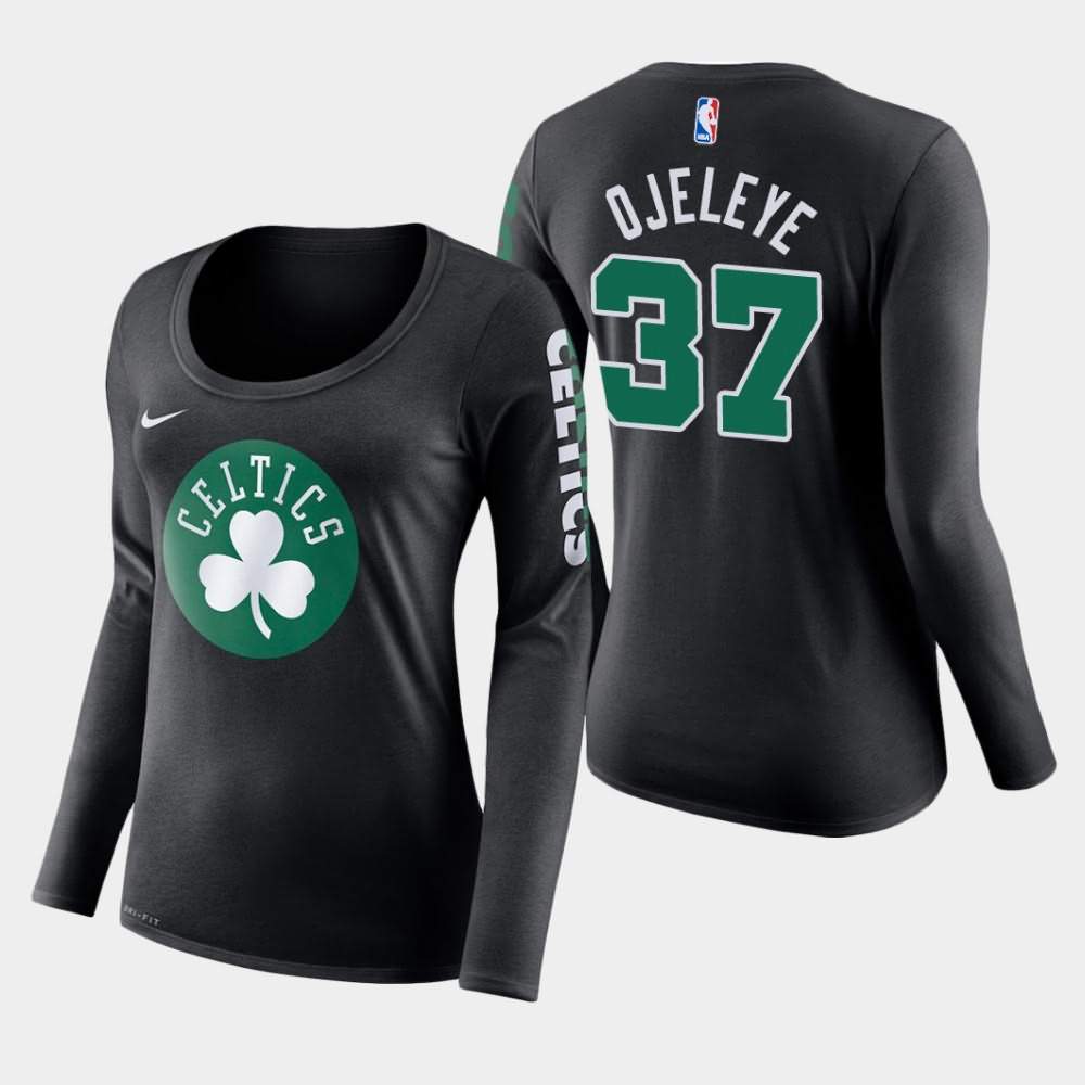 Women's Boston Celtics #37 Semi Ojeleye Black Long Sleeve Primary Logo T-Shirt IBQ57E4A