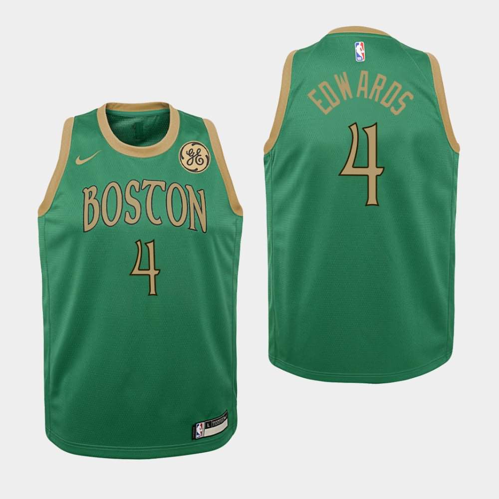 Youth Boston Celtics #4 Carsen Edwards Green GE Patch City Jersey GTP85E5A