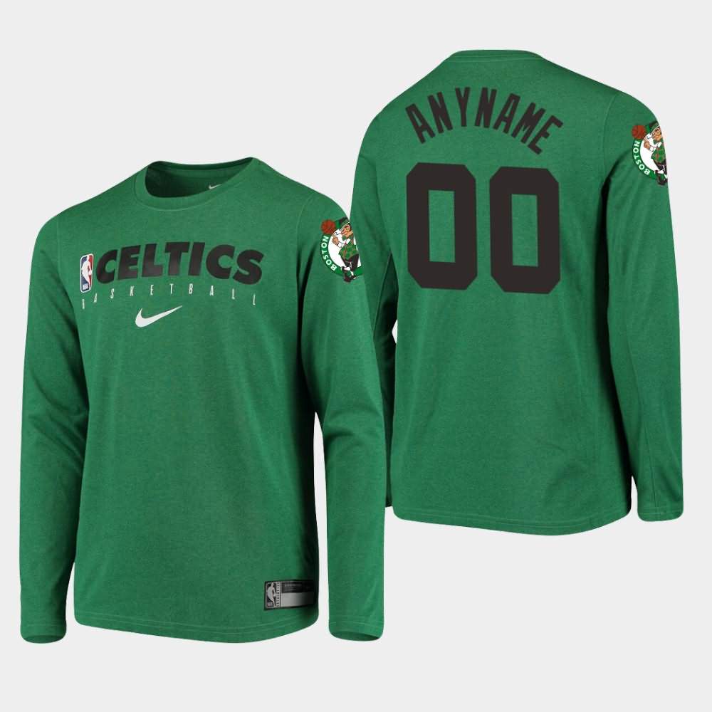 Youth Boston Celtics #00 Custom Kelly Green Performance Long Sleeve Practice T-Shirt JFZ76E7M